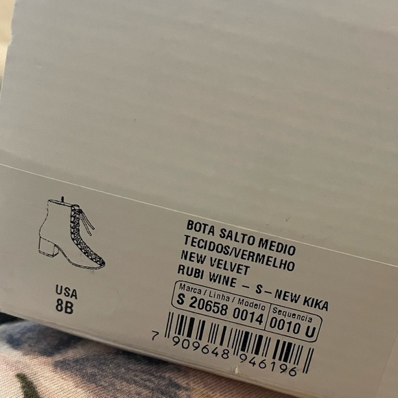 NIB SCHUTZ x REVOLVE Burgundy Velvet Rubi Wine Kika Lace Up Boots, Size 8B - Picture 6 of 7